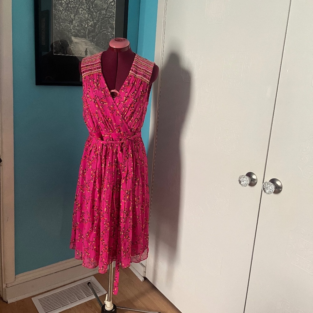 NWOT Diane Von Furstenberg Shalamar Trellis Pink Silk Wrap Dress
